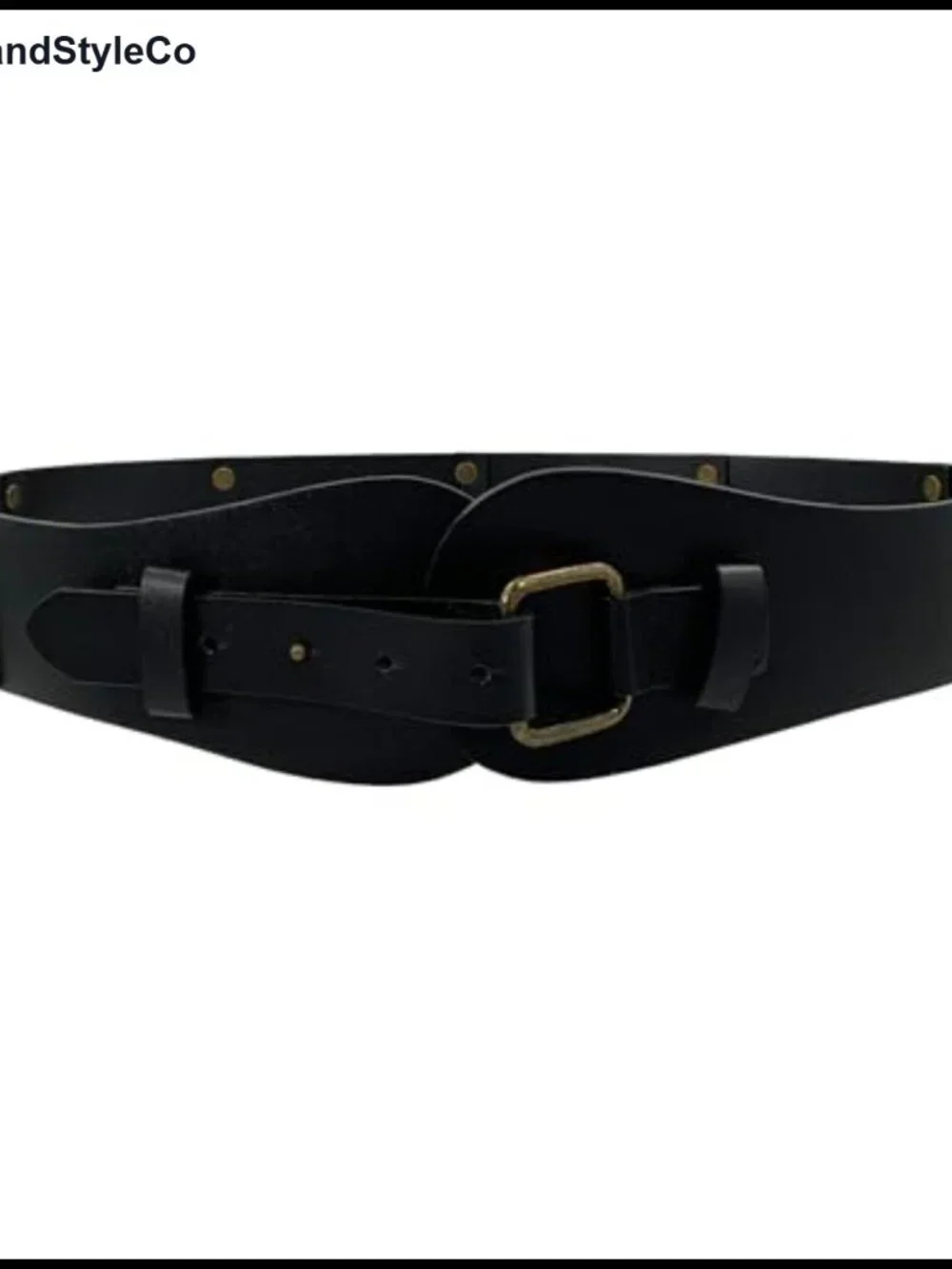 High Waist Fold Disc Linked Boho Antique Brass Circle Metal Studded Cowhide